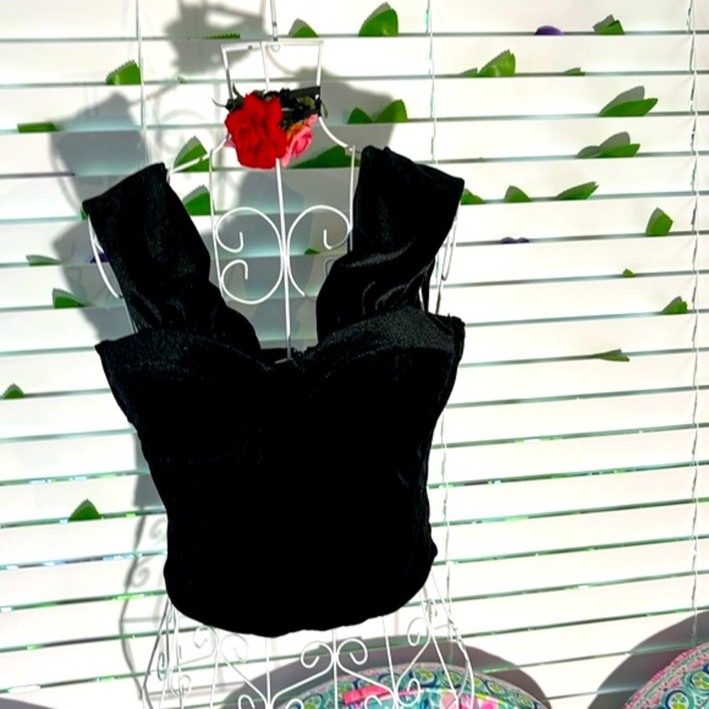 Black velvet bustier style top with padded bust